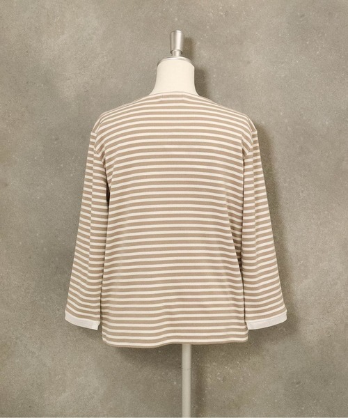 STUDIO PICONE(スタジオピッコーネ)の「ビーズ刺繍七分袖ボーダープルオーバー(Tシャツ/カットソー・レディース・ベージュ/ホワイト/ブラック/ブルー・LL/L/M)」の8枚目の写真