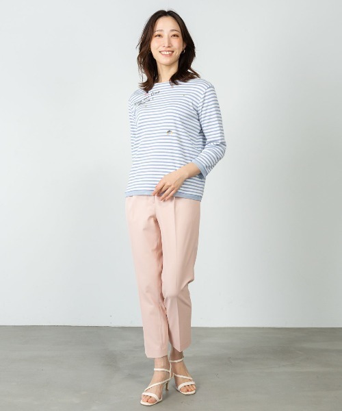 STUDIO PICONE(スタジオピッコーネ)の「ビーズ刺繍七分袖ボーダープルオーバー(Tシャツ/カットソー・レディース・ベージュ/ホワイト/ブラック/ブルー・LL/L/M)」の15枚目の写真