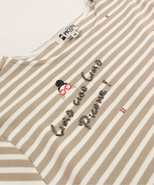 STUDIO PICONE(スタジオピッコーネ)の「ビーズ刺繍七分袖ボーダープルオーバー(Tシャツ/カットソー・レディース・ベージュ/ホワイト/ブラック/ブルー・LL/L/M)」の17枚目の写真