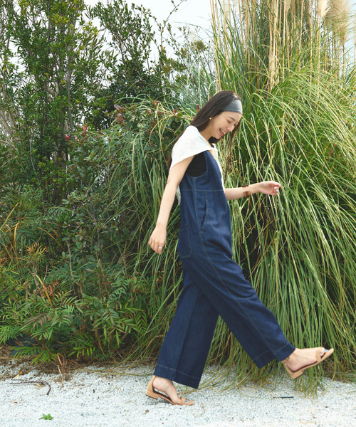 CROSS FUNCTION（クロスファンクション）の「《撥水》FRESH DENIM デニムルーズオールインワン【CROSS FUNCTION/クロスファンクション】（つなぎ/オールインワン・レディース・ネイビー/サックスブルー・L/M/LL）」の3枚目の写真