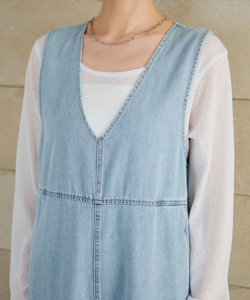 CROSS FUNCTION（クロスファンクション）の「《撥水》FRESH DENIM デニムルーズオールインワン【CROSS FUNCTION/クロスファンクション】（つなぎ/オールインワン・レディース・ネイビー/サックスブルー・L/M/LL）」の22枚目の写真