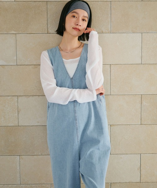 CROSS FUNCTION（クロスファンクション）の「《撥水》FRESH DENIM デニムルーズオールインワン【CROSS FUNCTION/クロスファンクション】（つなぎ/オールインワン・レディース・ネイビー/サックスブルー・L/M/LL）」の9枚目の写真