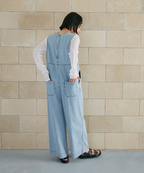 CROSS FUNCTION（クロスファンクション）の「《撥水》FRESH DENIM デニムルーズオールインワン【CROSS FUNCTION/クロスファンクション】（つなぎ/オールインワン・レディース・ネイビー/サックスブルー・L/M/LL）」の8枚目の写真