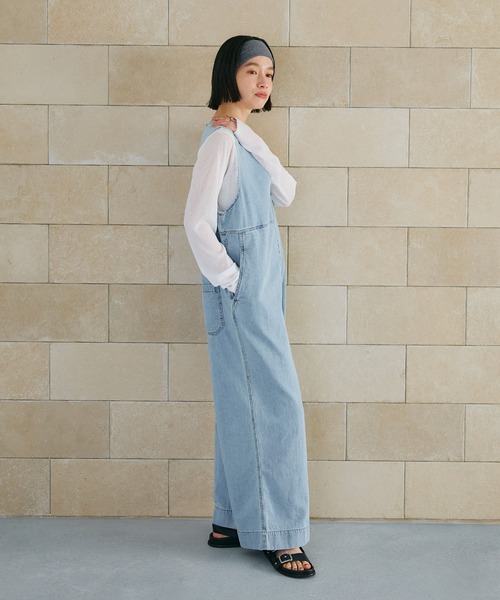 CROSS FUNCTION（クロスファンクション）の「《撥水》FRESH DENIM デニムルーズオールインワン【CROSS FUNCTION/クロスファンクション】（つなぎ/オールインワン・レディース・ネイビー/サックスブルー・L/M/LL）」の7枚目の写真