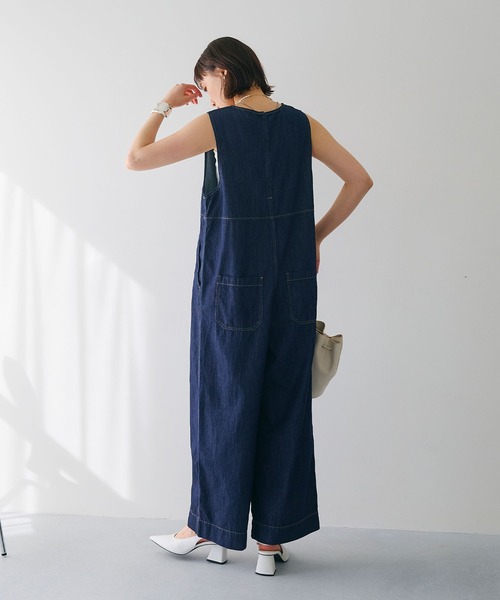 CROSS FUNCTION（クロスファンクション）の「《撥水》FRESH DENIM デニムルーズオールインワン【CROSS FUNCTION/クロスファンクション】（つなぎ/オールインワン・レディース・ネイビー/サックスブルー・L/M/LL）」の13枚目の写真