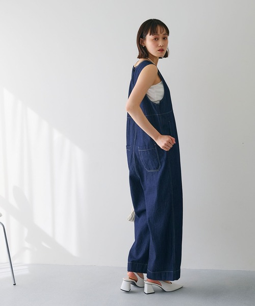 CROSS FUNCTION（クロスファンクション）の「《撥水》FRESH DENIM デニムルーズオールインワン【CROSS FUNCTION/クロスファンクション】（つなぎ/オールインワン・レディース・ネイビー/サックスブルー・L/M/LL）」の16枚目の写真