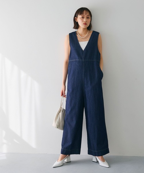 CROSS FUNCTION（クロスファンクション）の「《撥水》FRESH DENIM デニムルーズオールインワン【CROSS FUNCTION/クロスファンクション】（つなぎ/オールインワン・レディース・ネイビー/サックスブルー・L/M/LL）」の11枚目の写真