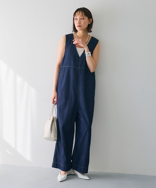 CROSS FUNCTION（クロスファンクション）の「《撥水》FRESH DENIM デニムルーズオールインワン【CROSS FUNCTION/クロスファンクション】（つなぎ/オールインワン・レディース・ネイビー/サックスブルー・L/M/LL）」の12枚目の写真