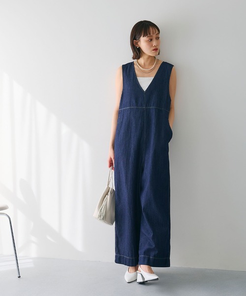 CROSS FUNCTION（クロスファンクション）の「《撥水》FRESH DENIM デニムルーズオールインワン【CROSS FUNCTION/クロスファンクション】（つなぎ/オールインワン・レディース・ネイビー/サックスブルー・L/M/LL）」の15枚目の写真