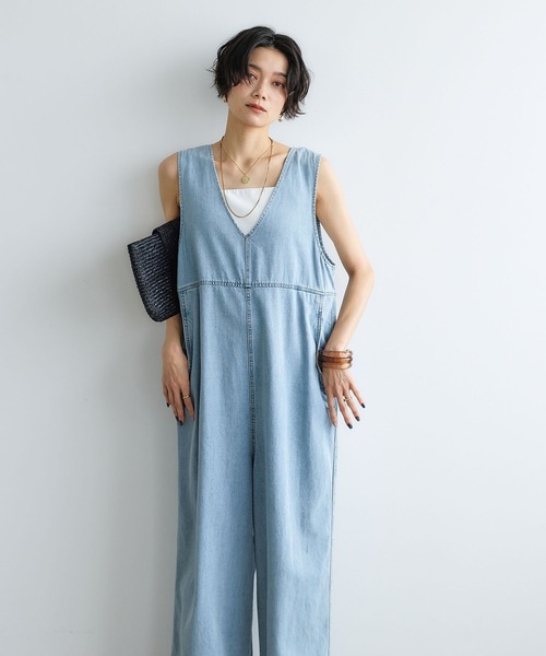 CROSS FUNCTION（クロスファンクション）の「《撥水》FRESH DENIM デニムルーズオールインワン【CROSS FUNCTION/クロスファンクション】（つなぎ/オールインワン・レディース・ネイビー/サックスブルー・L/M/LL）」の8枚目の写真