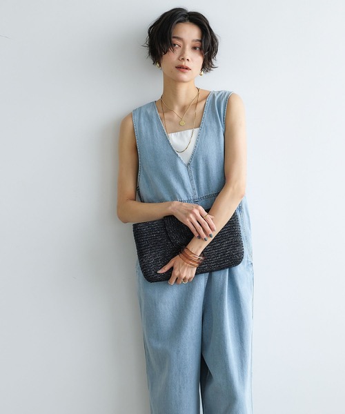 CROSS FUNCTION（クロスファンクション）の「《撥水》FRESH DENIM デニムルーズオールインワン【CROSS FUNCTION/クロスファンクション】（つなぎ/オールインワン・レディース・ネイビー/サックスブルー・L/M/LL）」の7枚目の写真
