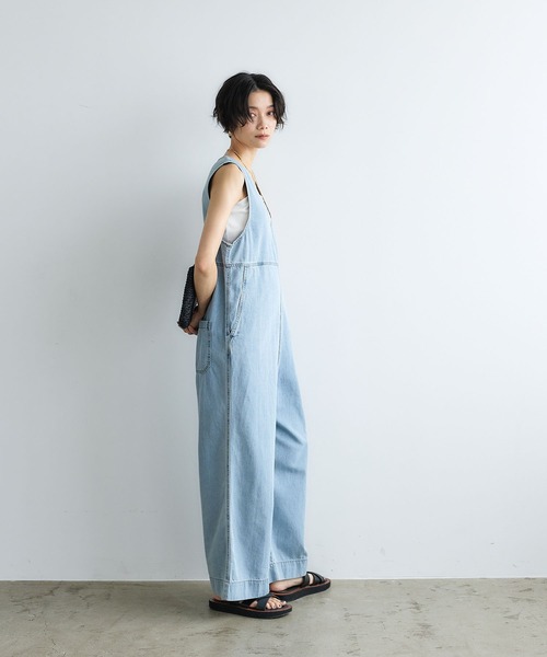 CROSS FUNCTION（クロスファンクション）の「《撥水》FRESH DENIM デニムルーズオールインワン【CROSS FUNCTION/クロスファンクション】（つなぎ/オールインワン・レディース・ネイビー/サックスブルー・L/M/LL）」の14枚目の写真