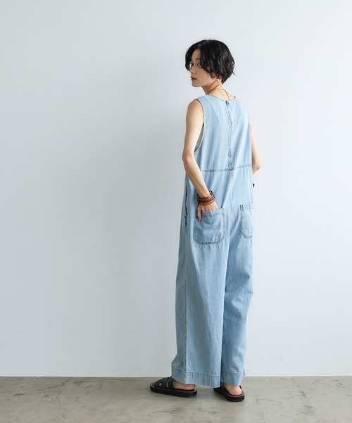 CROSS FUNCTION（クロスファンクション）の「《撥水》FRESH DENIM デニムルーズオールインワン【CROSS FUNCTION/クロスファンクション】（つなぎ/オールインワン・レディース・ネイビー/サックスブルー・L/M/LL）」の13枚目の写真