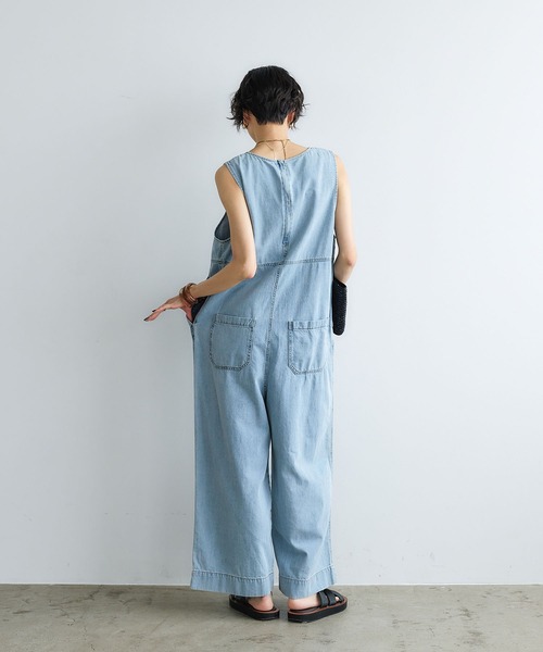 CROSS FUNCTION（クロスファンクション）の「《撥水》FRESH DENIM デニムルーズオールインワン【CROSS FUNCTION/クロスファンクション】（つなぎ/オールインワン・レディース・ネイビー/サックスブルー・L/M/LL）」の12枚目の写真