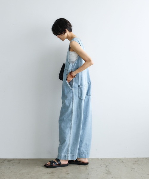 CROSS FUNCTION（クロスファンクション）の「《撥水》FRESH DENIM デニムルーズオールインワン【CROSS FUNCTION/クロスファンクション】（つなぎ/オールインワン・レディース・ネイビー/サックスブルー・L/M/LL）」の11枚目の写真