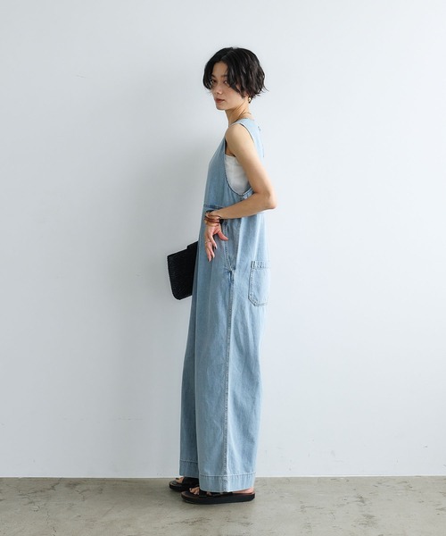 CROSS FUNCTION（クロスファンクション）の「《撥水》FRESH DENIM デニムルーズオールインワン【CROSS FUNCTION/クロスファンクション】（つなぎ/オールインワン・レディース・ネイビー/サックスブルー・L/M/LL）」の10枚目の写真