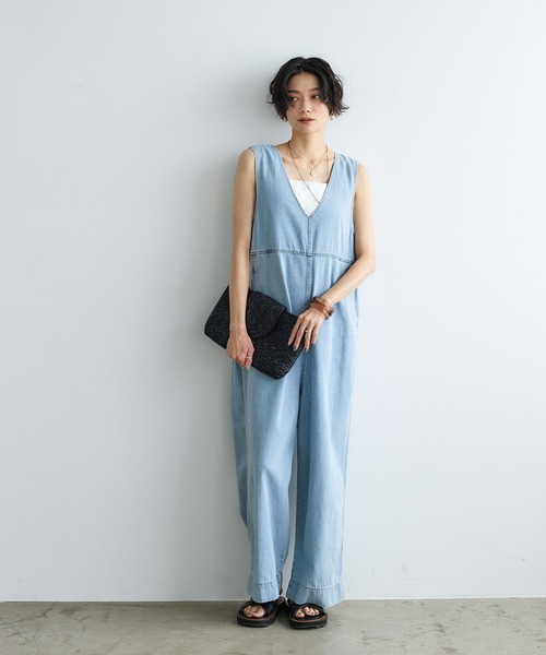 CROSS FUNCTION（クロスファンクション）の「《撥水》FRESH DENIM デニムルーズオールインワン【CROSS FUNCTION/クロスファンクション】（つなぎ/オールインワン・レディース・ネイビー/サックスブルー・L/M/LL）」の16枚目の写真