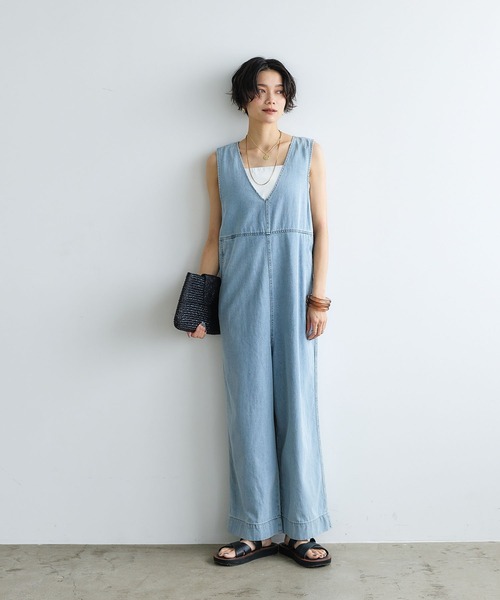 CROSS FUNCTION（クロスファンクション）の「《撥水》FRESH DENIM デニムルーズオールインワン【CROSS FUNCTION/クロスファンクション】（つなぎ/オールインワン・レディース・ネイビー/サックスブルー・L/M/LL）」の15枚目の写真
