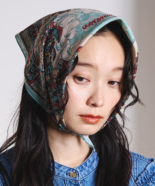 BINDU（ビンドゥー）の「(BINDU)Cotton Voile SF Bandana（バンダナ/スカーフ・レディース・イエロー/ライトブルー・ONE SIZE）」の2枚目の写真
