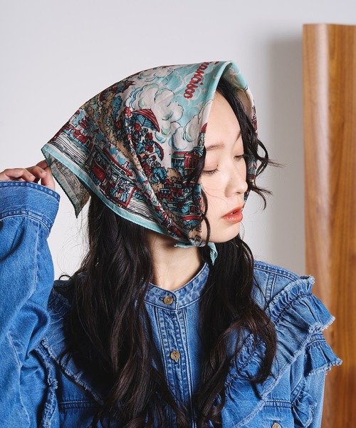 BINDU（ビンドゥー）の「(BINDU)Cotton Voile SF Bandana（バンダナ/スカーフ・レディース・イエロー/ライトブルー・ONE SIZE）」の3枚目の写真