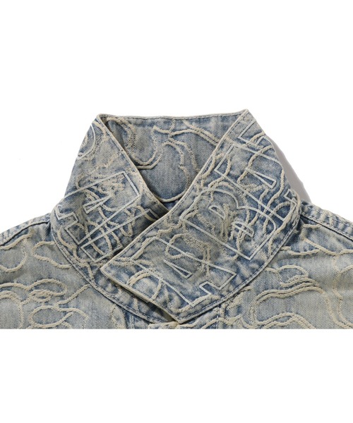 A BATHING APE(アベイシングエイプ)の「LINE CAMO JACQUARD DENIM JACKET(デニムジャケット・メンズ・ブラック/ライトインディゴブルー・MEDIUM/X-LARGE/SMALL/XX-LARGE)」の8枚目の写真