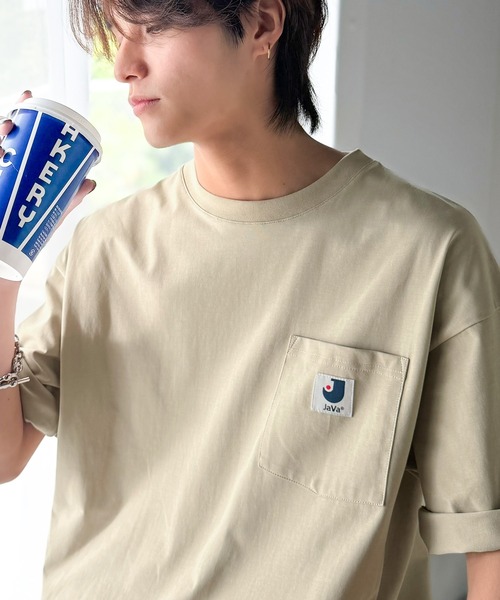 Java（ジャバ）の「《JaVaジャバコラボ》【接触冷感・抗菌防臭機能付き】試して納得！胸ポケット付き ライトヘビーウェイト オーバーサイズTシャツ（半袖）（Tシャツ/カットソー・メンズ・ベージュ/ホワイト/ブラック/オリーブ/杢グレー・LARGE/MEDIUM/SMALL）」の11枚目の写真