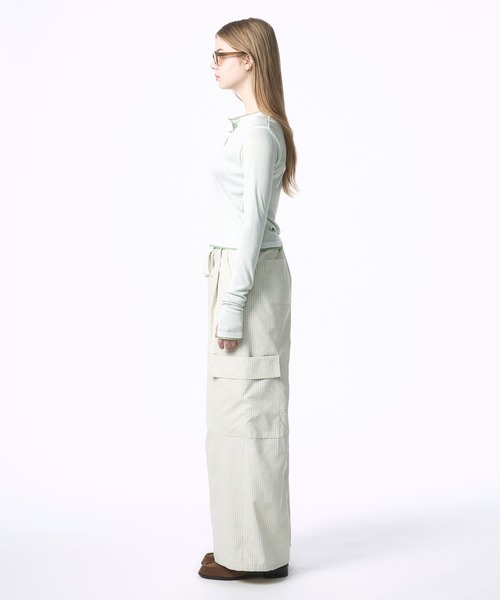 Nora Lily elle(ノラリリーエル)の「【Nora Lily】「elle」Cargo Check Wide Pants(デニムパンツ・レディース・ネイビー/ブラウン/ホワイト・FREE)」の7枚目の写真