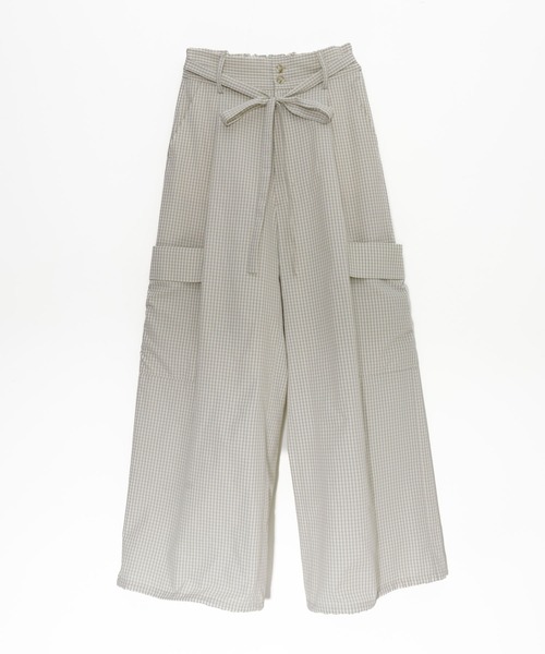 Nora Lily elle(ノラリリーエル)の「【Nora Lily】「elle」Cargo Check Wide Pants(デニムパンツ・レディース・ネイビー/ブラウン/ホワイト・FREE)」の10枚目の写真