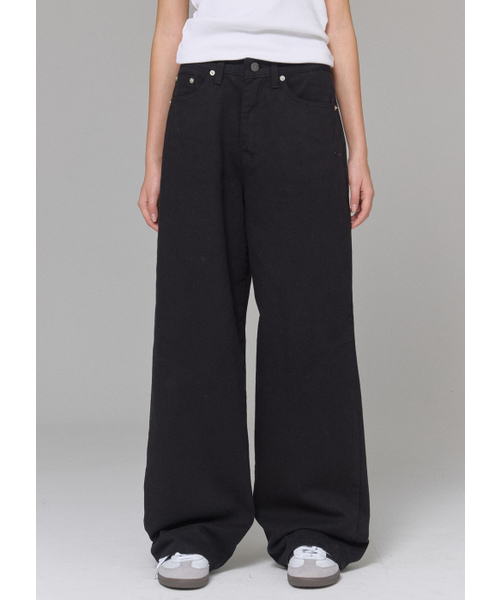 BUTTON UP(ボタンアップ)の「ベーシックワイドコットンパンツ起毛ver.(2カラー)(その他パンツ・レディース・ブラック/アイボリー・SMALL/MEDIUM/LARGE)」の3枚目の写真
