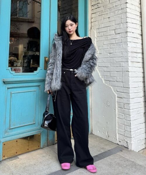 BUTTON UP(ボタンアップ)の「ベーシックワイドコットンパンツ起毛ver.(2カラー)(その他パンツ・レディース・ブラック/アイボリー・SMALL/MEDIUM/LARGE)」の8枚目の写真