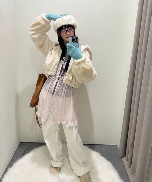 BUTTON UP(ボタンアップ)の「ベーシックワイドコットンパンツ起毛ver.(2カラー)(その他パンツ・レディース・ブラック/アイボリー・SMALL/MEDIUM/LARGE)」の9枚目の写真