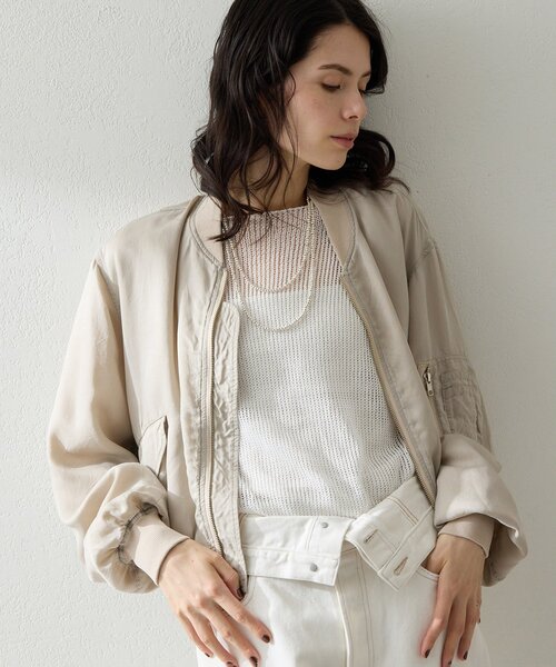 Whim Gazette(ウィムガゼット)の「シルキーキュプラブルゾン(MA-1・レディース・カーキ/ベージュ・FREE)」の10枚目の写真