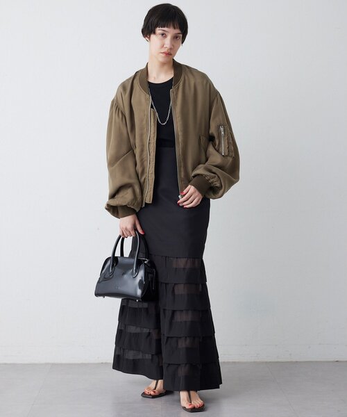 Whim Gazette(ウィムガゼット)の「シルキーキュプラブルゾン(MA-1・レディース・カーキ/ベージュ・FREE)」の13枚目の写真