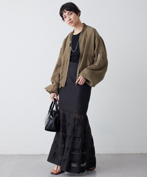 Whim Gazette(ウィムガゼット)の「シルキーキュプラブルゾン(MA-1・レディース・カーキ/ベージュ・FREE)」の14枚目の写真