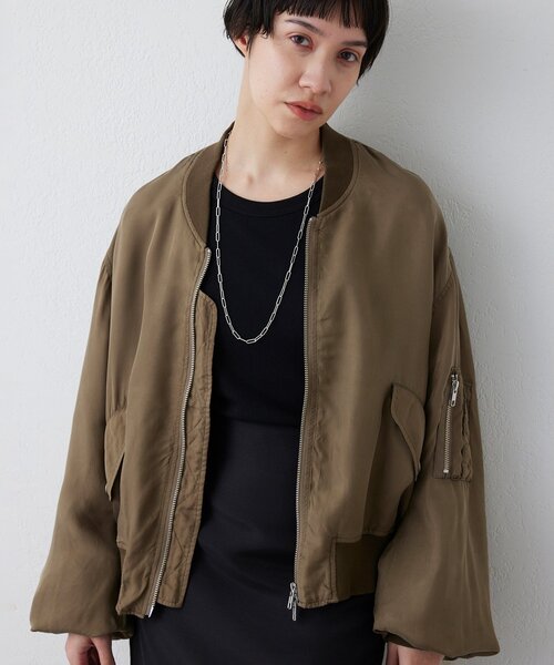 Whim Gazette(ウィムガゼット)の「シルキーキュプラブルゾン(MA-1・レディース・カーキ/ベージュ・FREE)」の20枚目の写真