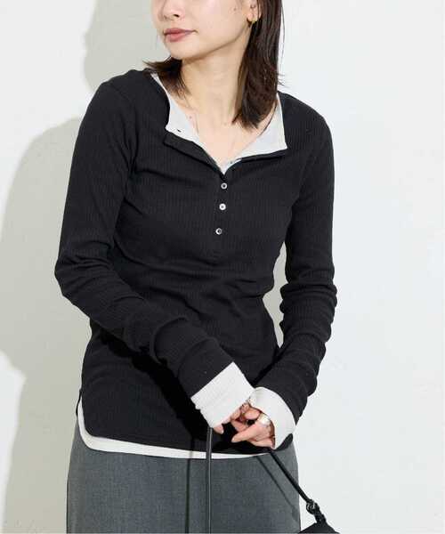 JOURNAL STANDARD（ジャーナルスタンダード）の「《追加3》シアーテレコヘンリーネックプルオーバー（Tシャツ/カットソー・レディース・チャコールグレー/ブラック・FREE）」の4枚目の写真