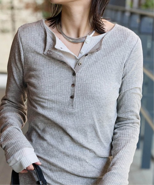 JOURNAL STANDARD（ジャーナルスタンダード）の「《追加3》シアーテレコヘンリーネックプルオーバー（Tシャツ/カットソー・レディース・チャコールグレー/ブラック・FREE）」の9枚目の写真