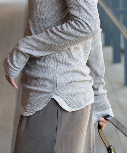 JOURNAL STANDARD（ジャーナルスタンダード）の「《追加3》シアーテレコヘンリーネックプルオーバー（Tシャツ/カットソー・レディース・チャコールグレー/ブラック・FREE）」の10枚目の写真