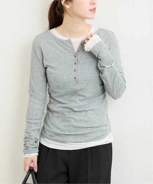 JOURNAL STANDARD（ジャーナルスタンダード）の「《追加3》シアーテレコヘンリーネックプルオーバー（Tシャツ/カットソー・レディース・チャコールグレー/ブラック・FREE）」の13枚目の写真