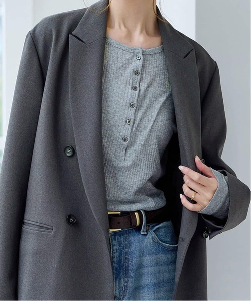 JOURNAL STANDARD（ジャーナルスタンダード）の「《追加3》シアーテレコヘンリーネックプルオーバー（Tシャツ/カットソー・レディース・チャコールグレー/ブラック・FREE）」の15枚目の写真