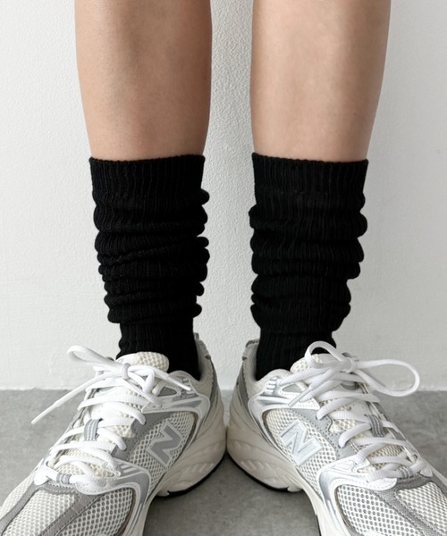 WEGO(ウィゴー)の「WEGO/2wayルーズフィットリブハイソックス(ソックス/靴下・レディース・ホワイト/ブラック・23-25cm)」の8枚目の写真