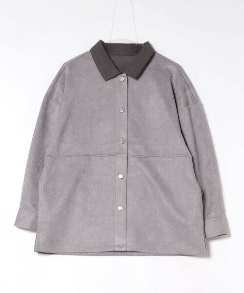 TRIANGLE PALETTE(トライアングルパレット)の「スエードタッチシャツジャケット(シャツ/ブラウス・レディース・グレー/ベージュ/ブラウン・FREE)」の6枚目の写真