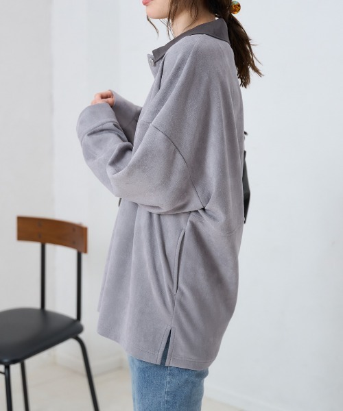 TRIANGLE PALETTE(トライアングルパレット)の「スエードタッチシャツジャケット(シャツ/ブラウス・レディース・グレー/ベージュ/ブラウン・FREE)」の9枚目の写真
