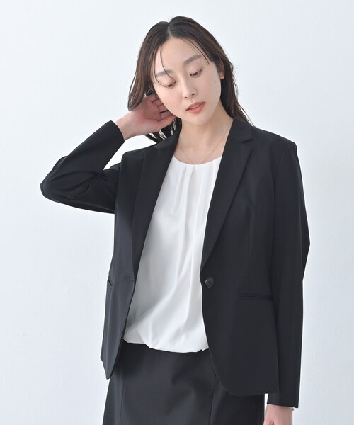 UNTITLED(アンタイトル)の「【UV/接触冷感/スーツ】ジャージテーラードジャケット(テーラードジャケット・レディース・ブラック/ネイビー/ダークグレー/グレー系その他6・46/44/42/04/03/02/01/00/50/48)」の12枚目の写真