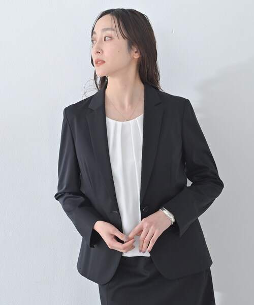 UNTITLED(アンタイトル)の「【UV/接触冷感/スーツ】ジャージテーラードジャケット(テーラードジャケット・レディース・ブラック/ネイビー/ダークグレー/グレー系その他6・46/44/42/04/03/02/01/00/50/48)」の13枚目の写真