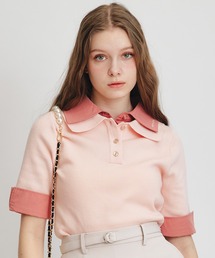 REDYAZEL（レディアゼル）の「ダブルカラーハーフスリーブニットプルオーバー（ニット/セーター）」