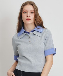 REDYAZEL（レディアゼル）の「ダブルカラーハーフスリーブニットプルオーバー（ニット/セーター）」