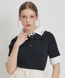 REDYAZEL（レディアゼル）の「ダブルカラーハーフスリーブニットプルオーバー（ニット/セーター）」