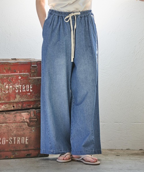 GEORGE'S(ジョージズ)の「デニムイージーパンツ(デニムパンツ・レディース・ピンク/ブルー/ネイビー・SMALL/MEDIUM)」の2枚目の写真