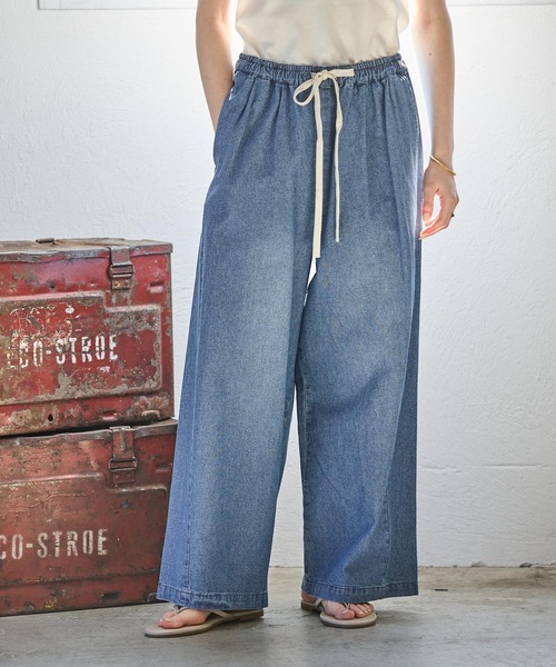GEORGE'S(ジョージズ)の「デニムイージーパンツ(デニムパンツ・レディース・ピンク/ブルー/ネイビー・SMALL/MEDIUM)」の13枚目の写真